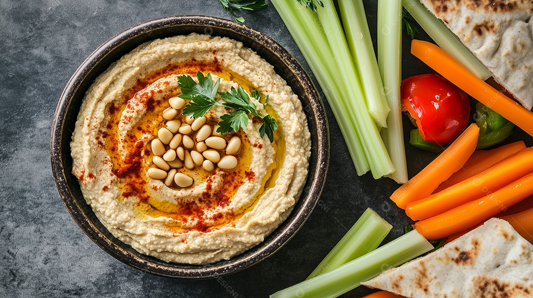 Purê de vegetais em tijela sobre fundo isolado