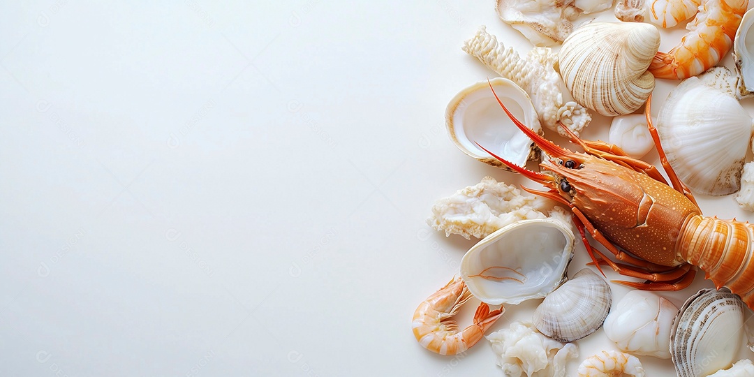 Frutos do mar sobre fundo branco isolado