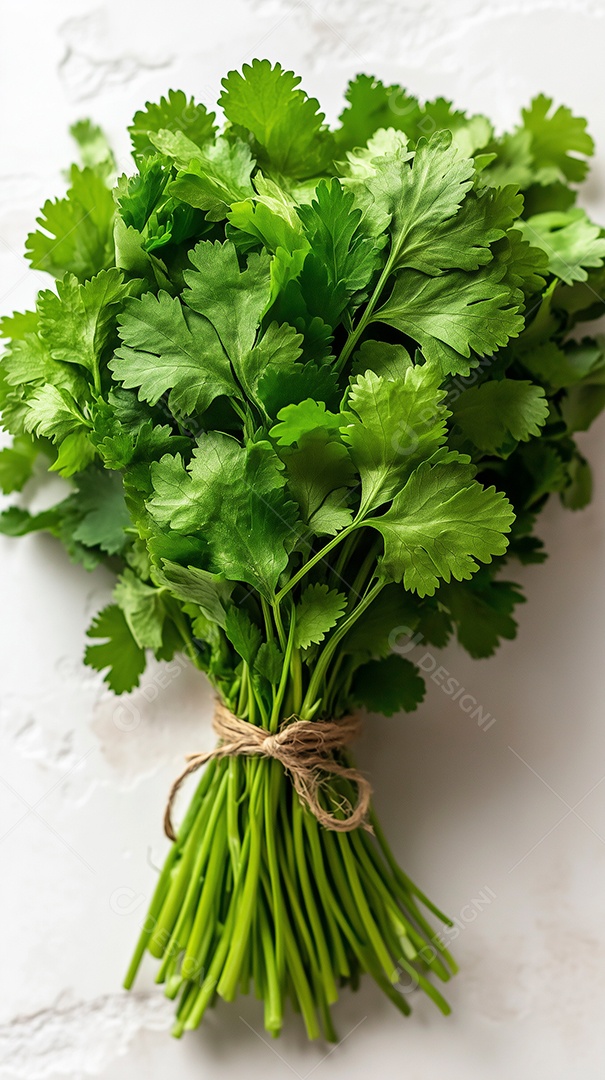 Moi de salsinha amarrados sobre fundo branco isolado