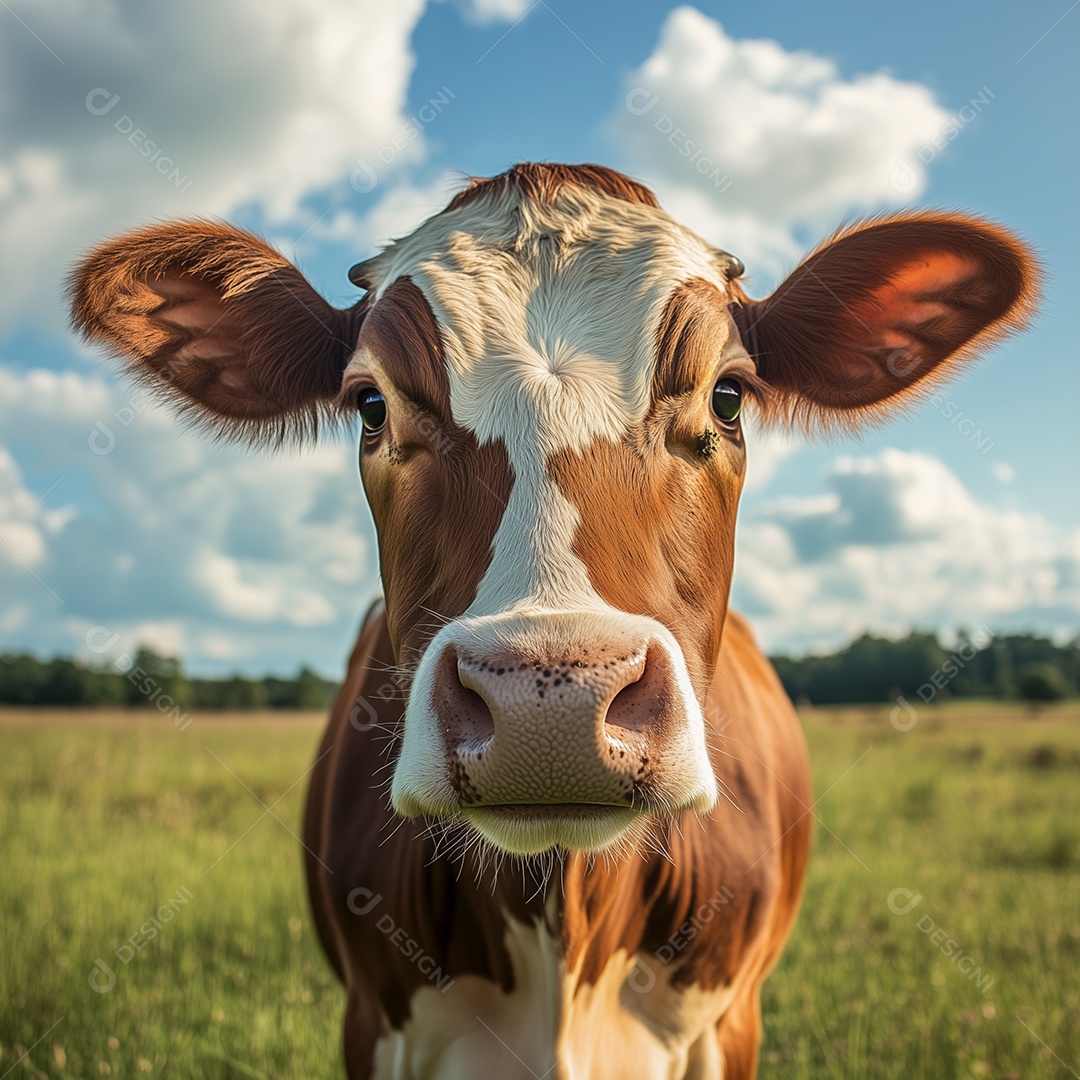 Linda vaca leiteira sobre uma fazenda