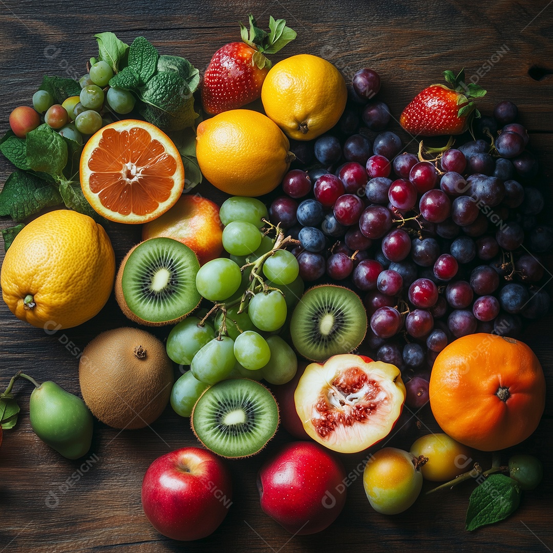 Variedades de frutas sobre fundo isolado
