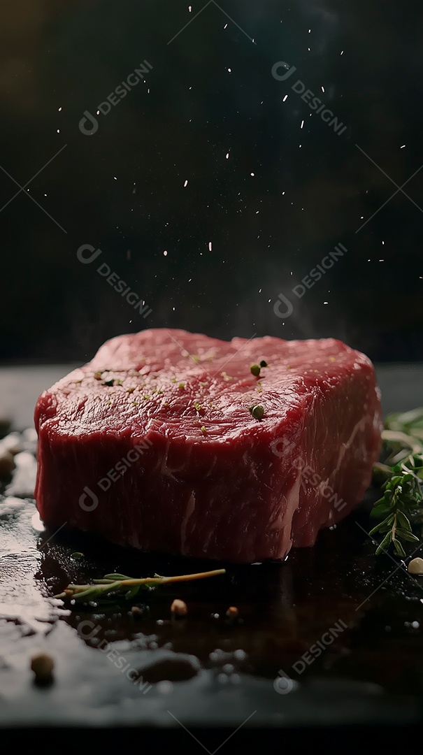 Cubo de carne mal passada em xapa quente sobre fundo isolado