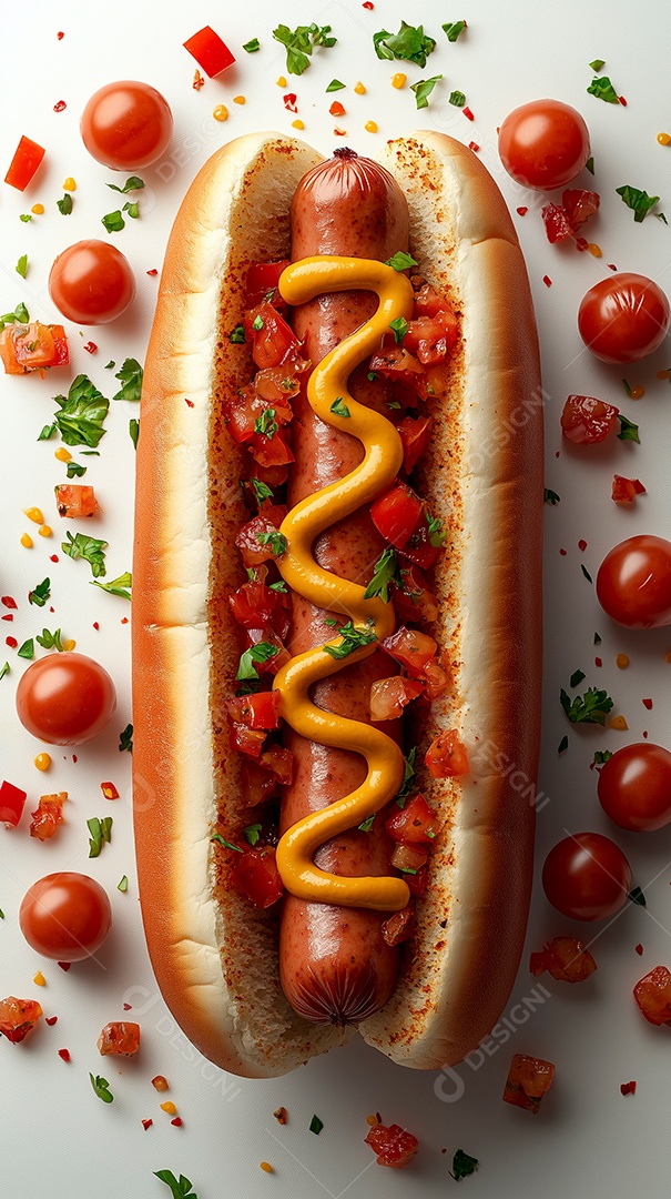 Delícioso rot dog sobre fundo branco isolado