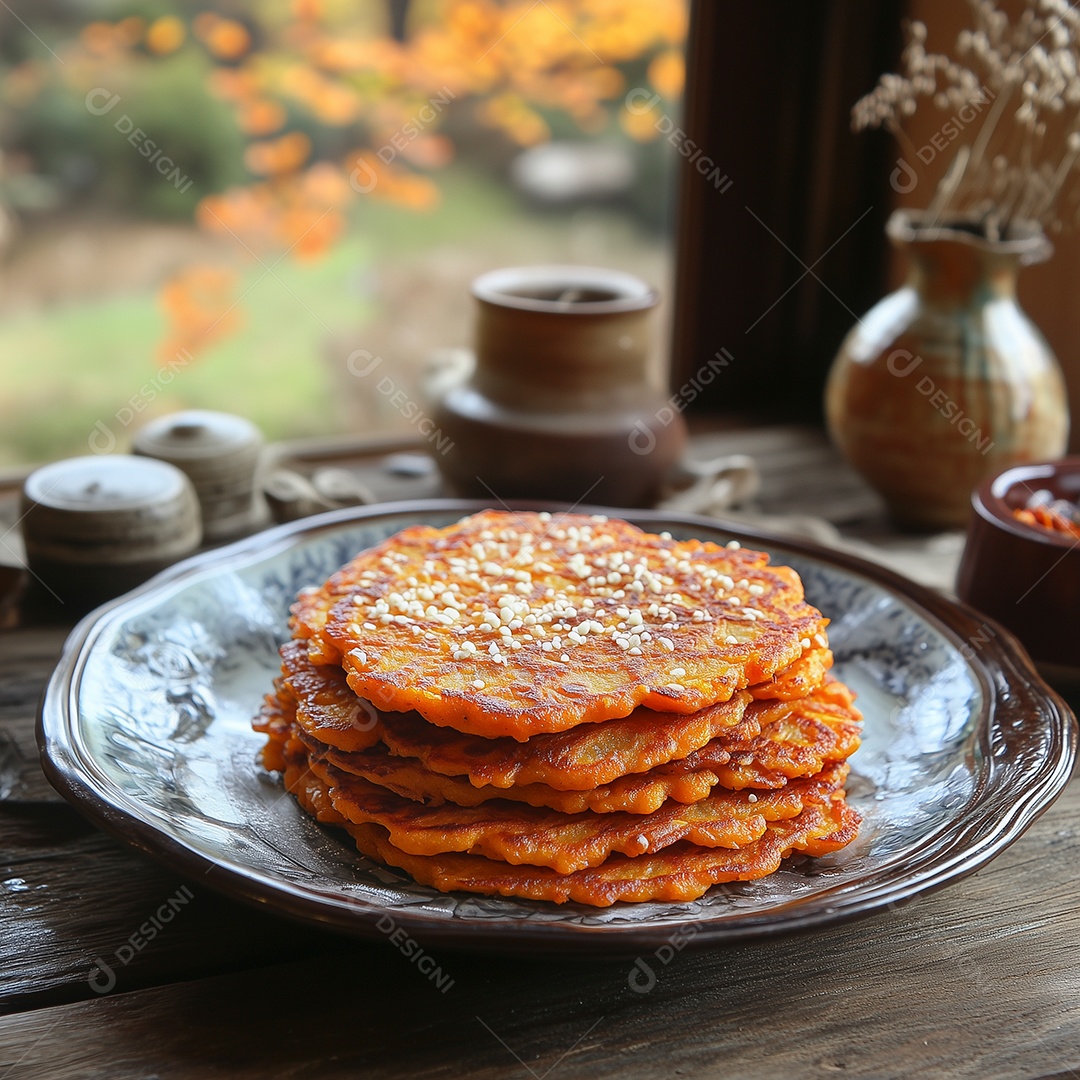 Delícioso bolinho de abobóra em prato sobre mesa de madeira