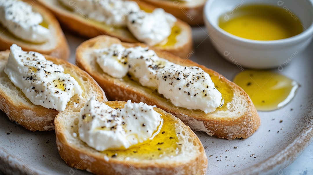 Delíciosa torrada com queijo coalho com manteiga derretida sobre fundo desfocado