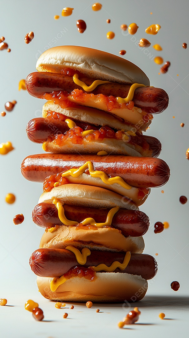 Linda pilha de rot dog sobre fundo branco isolado