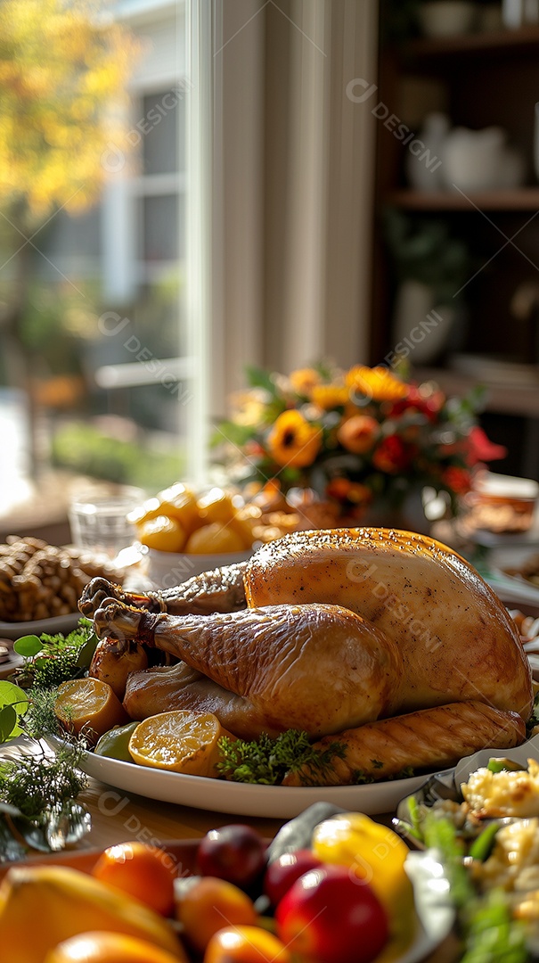 Lindo banquete sobre mesa de madeira