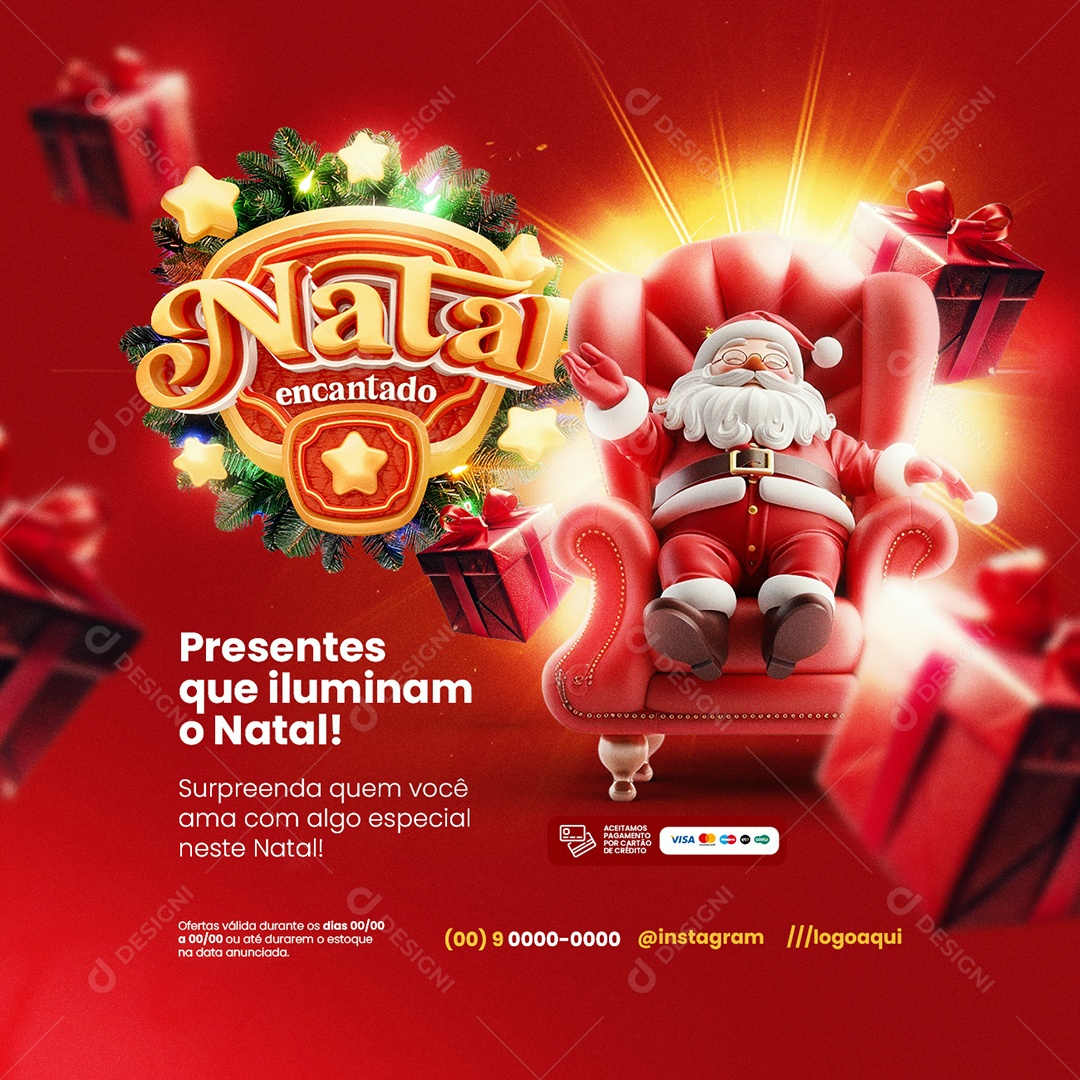 Natal Encantado Lojas Presentes que Iluminam o Natal Social Media PSD Editável