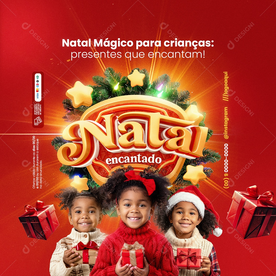 Natal Encantado Lojas Natal Mágico para Crianças Social Media PSD Editável