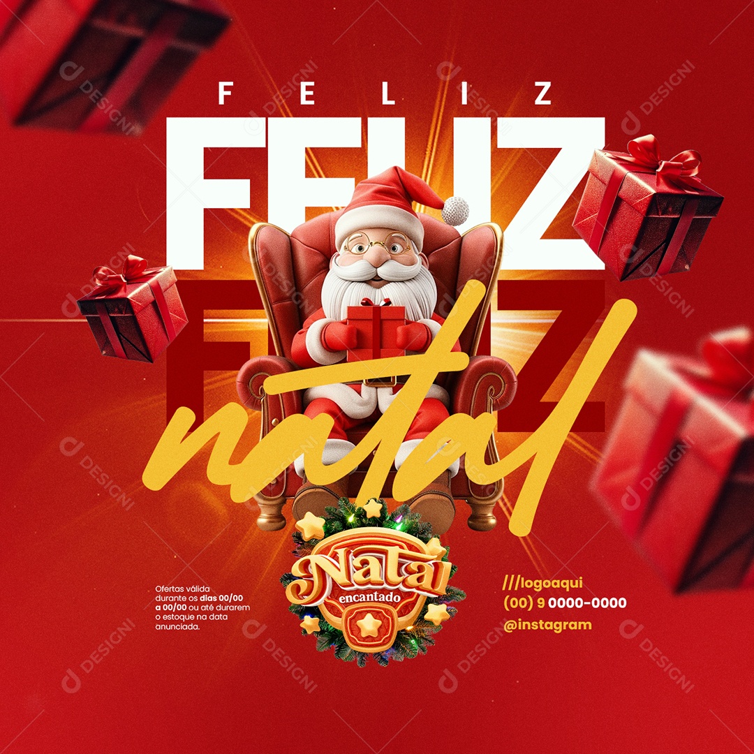 Natal Encantado Lojas Feliz Natal Social Media PSD Editável