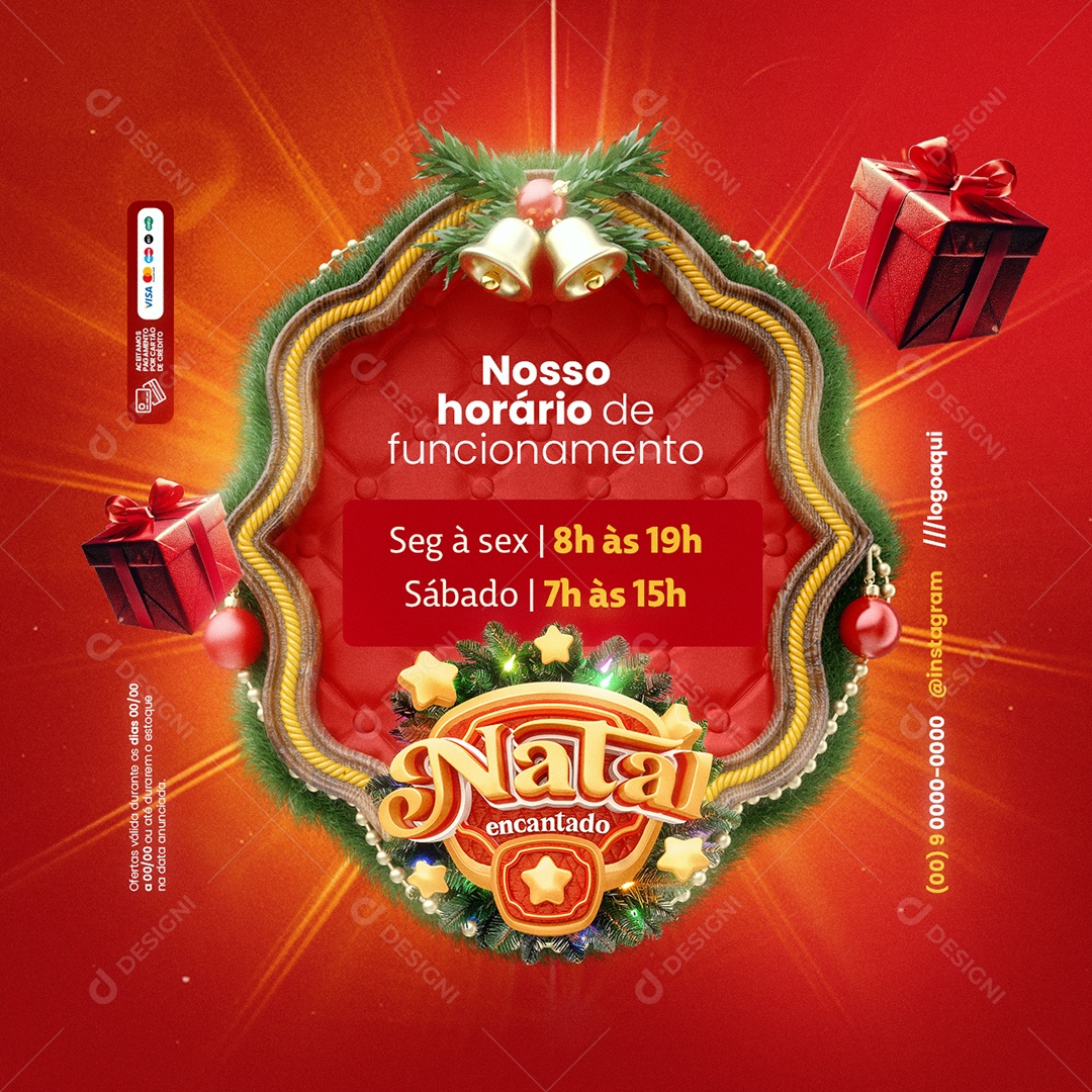 Natal Encantado Lojas Nosso Horário de Funcionamento Social Media PSD Editável