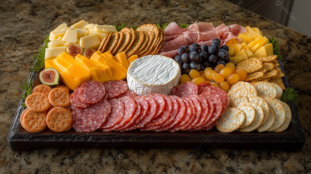 Bela tábua de frios sobre fundo isolado