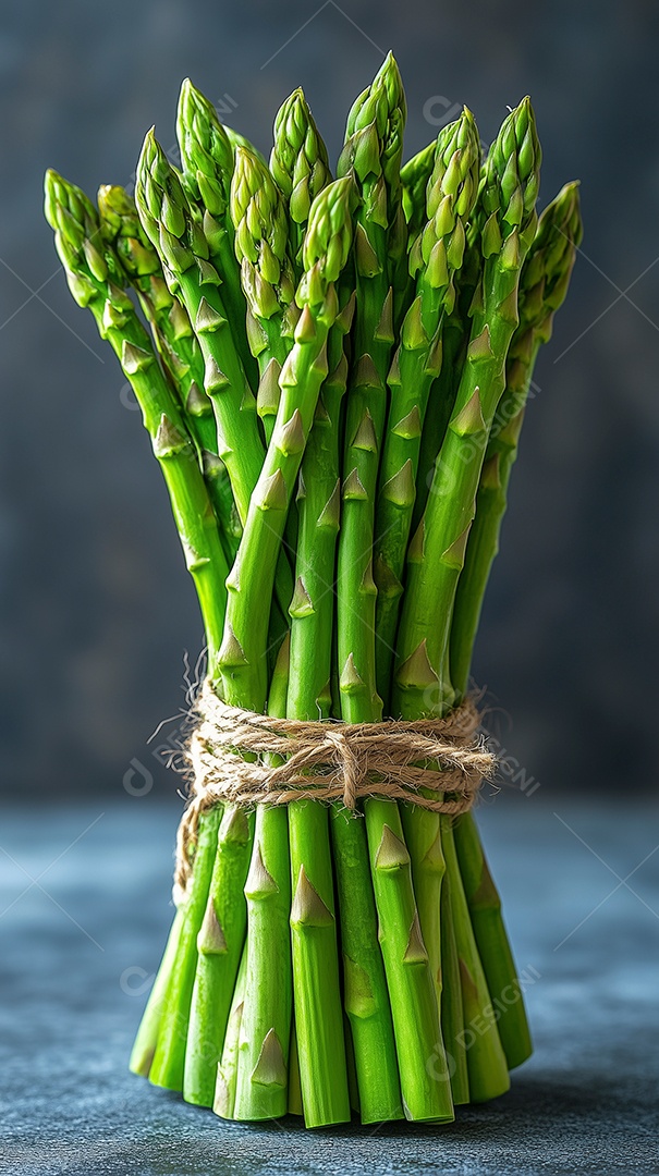Belos espargos amarrados uns ao outro sobre fundo isolado