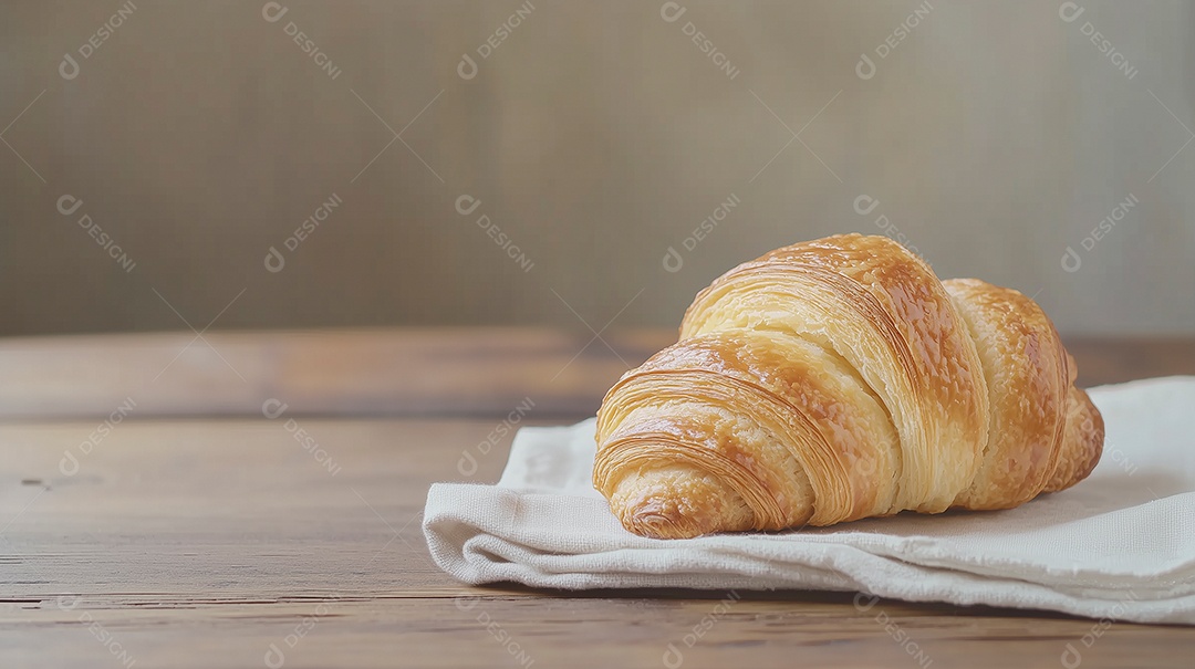 Belo pão doce em pano sobre mesa de madeira