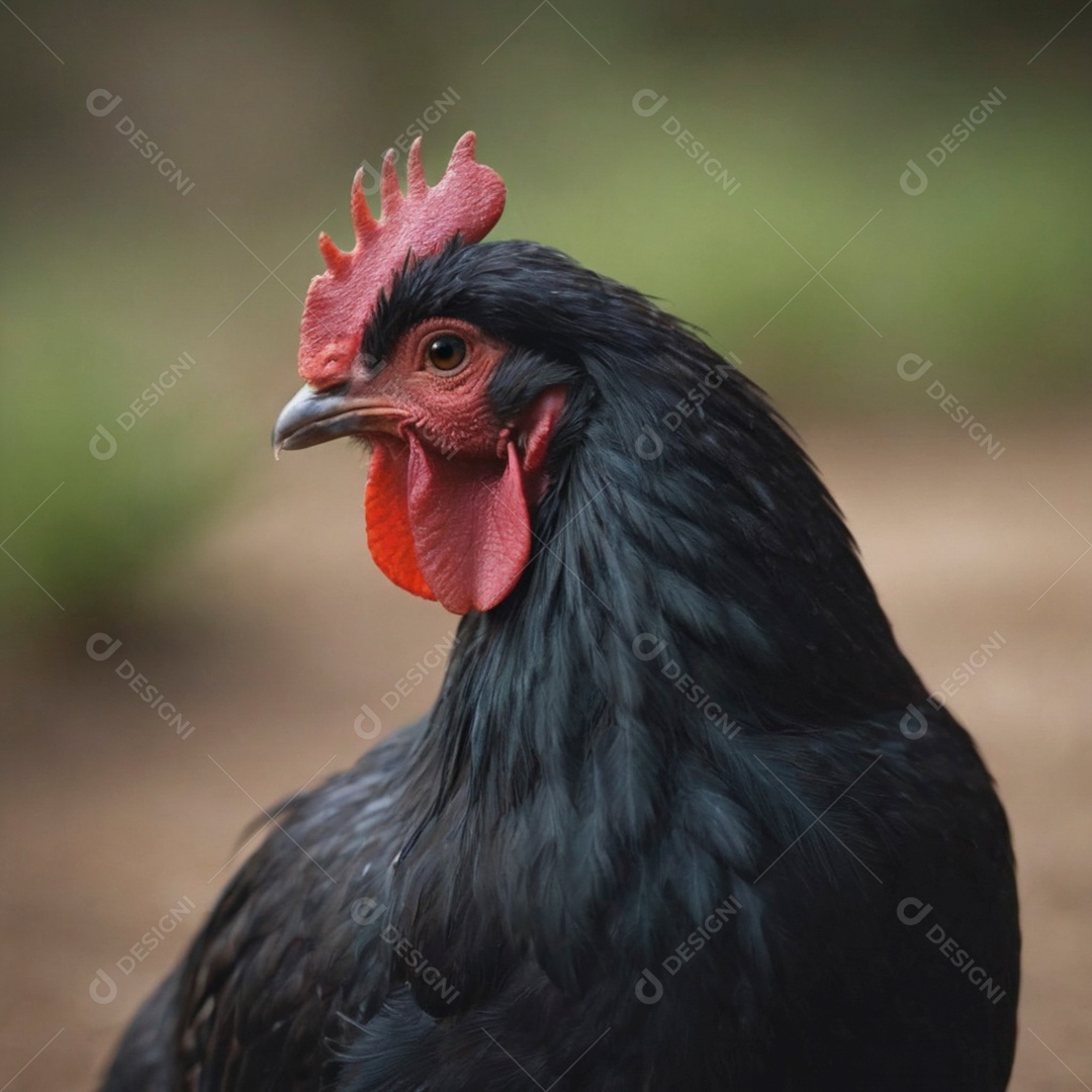 Linda galinha da penagem preta sobre fundo isolado