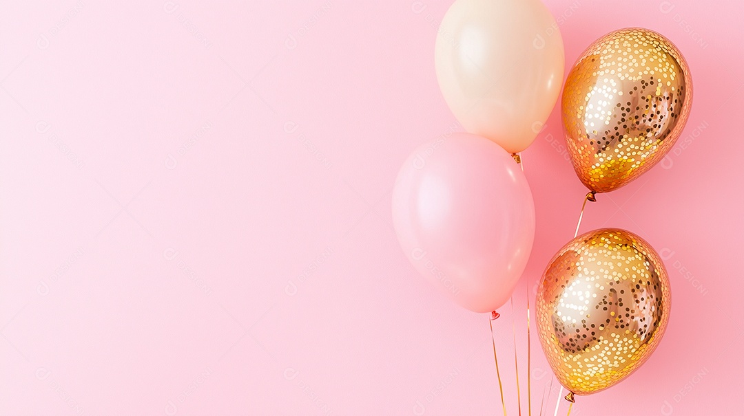 Lindos balões sobre fundo rosa isolado