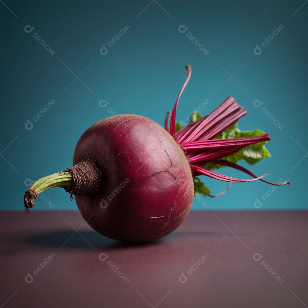 Linda beterraba com folhas verdes sobre fundo isolado