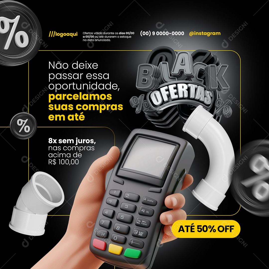 Black Ofertas Materiais de Construção Parcelamos suas Compras Social Media PSD Editável