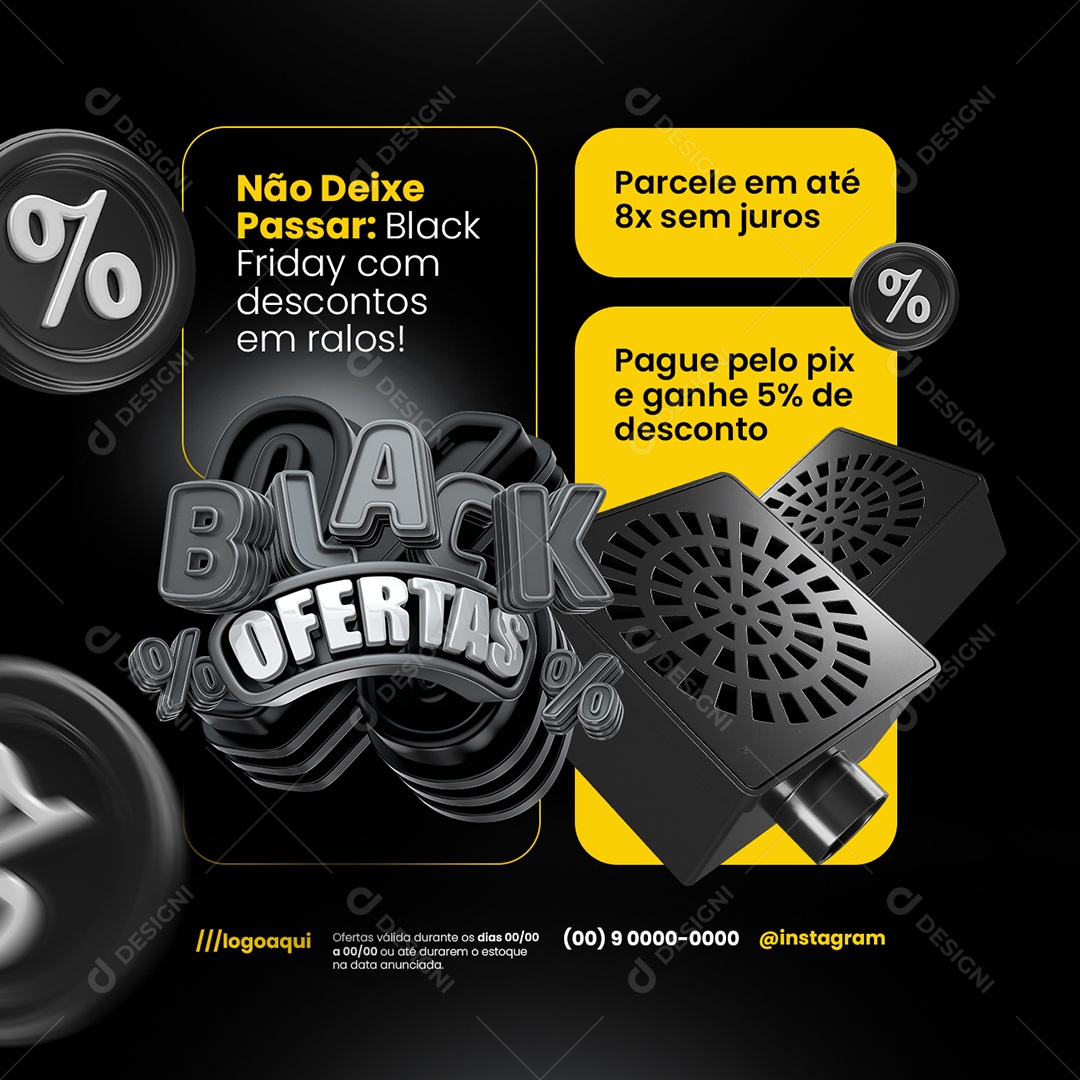 Black Ofertas Materiais de Construção Descontos em Ralos Social Media PSD Editável