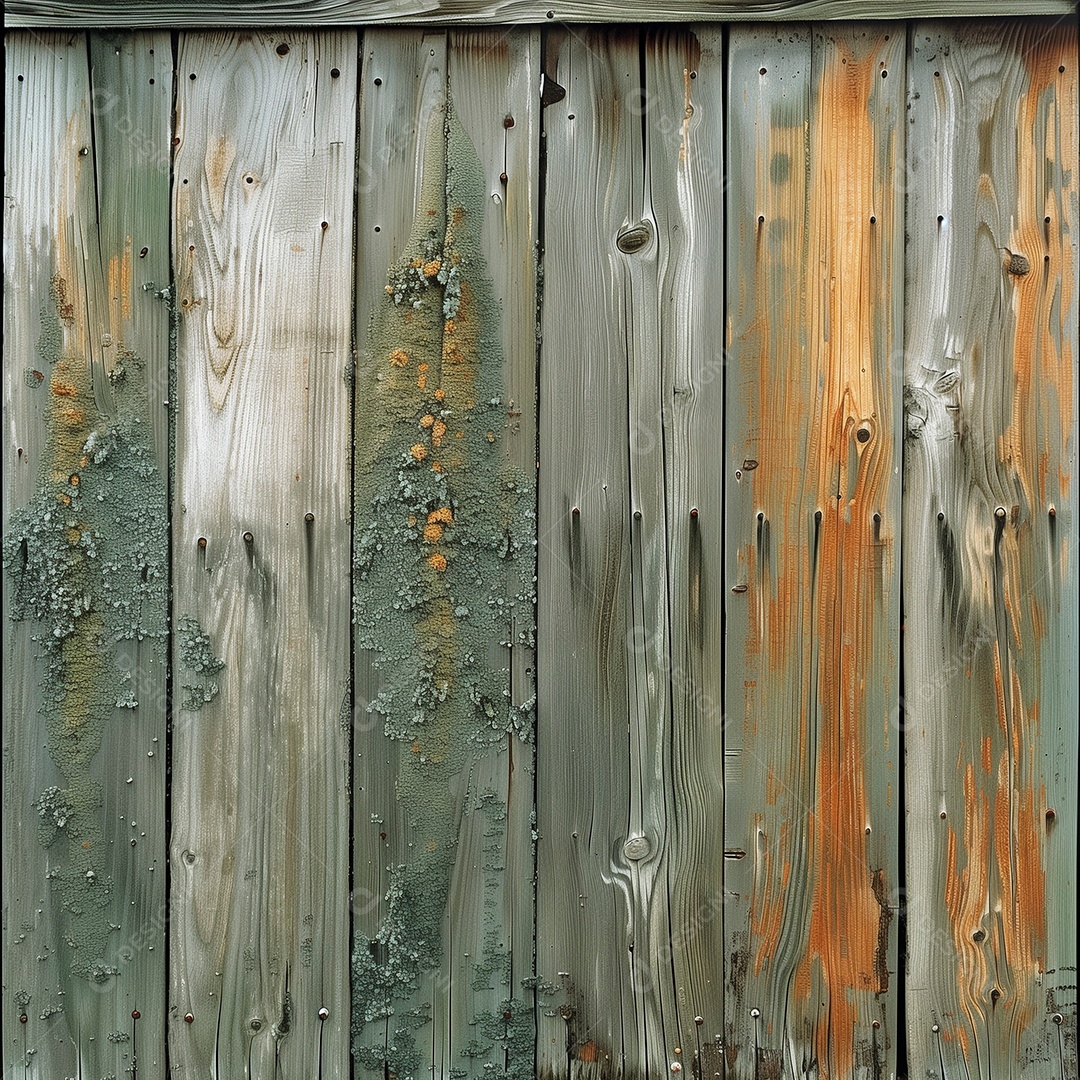 Linda textura de madeira velha com fungos sobre fundo isolado