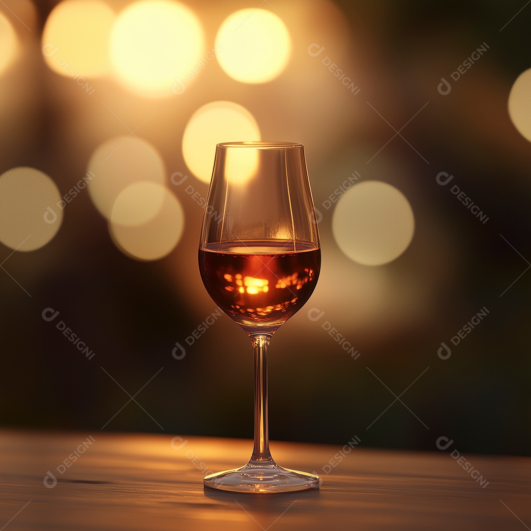 Linda taça de vinho branco sobre mesa de madeira