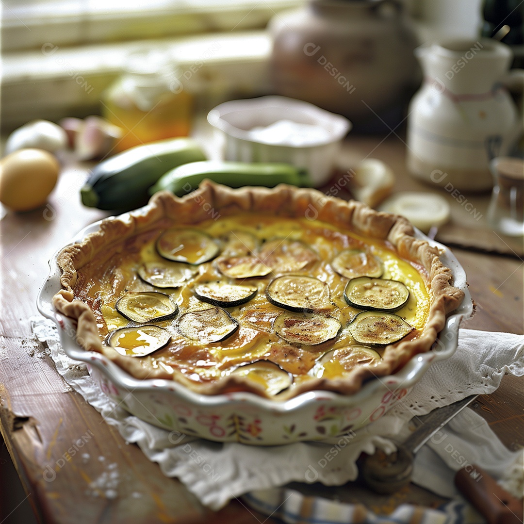 Linda torta de abóbrinha em forma sobre mesa de madeira