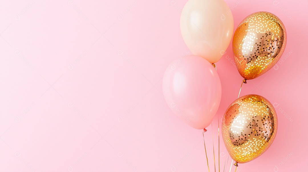 Lindos balões sobre fundo rosa isolado