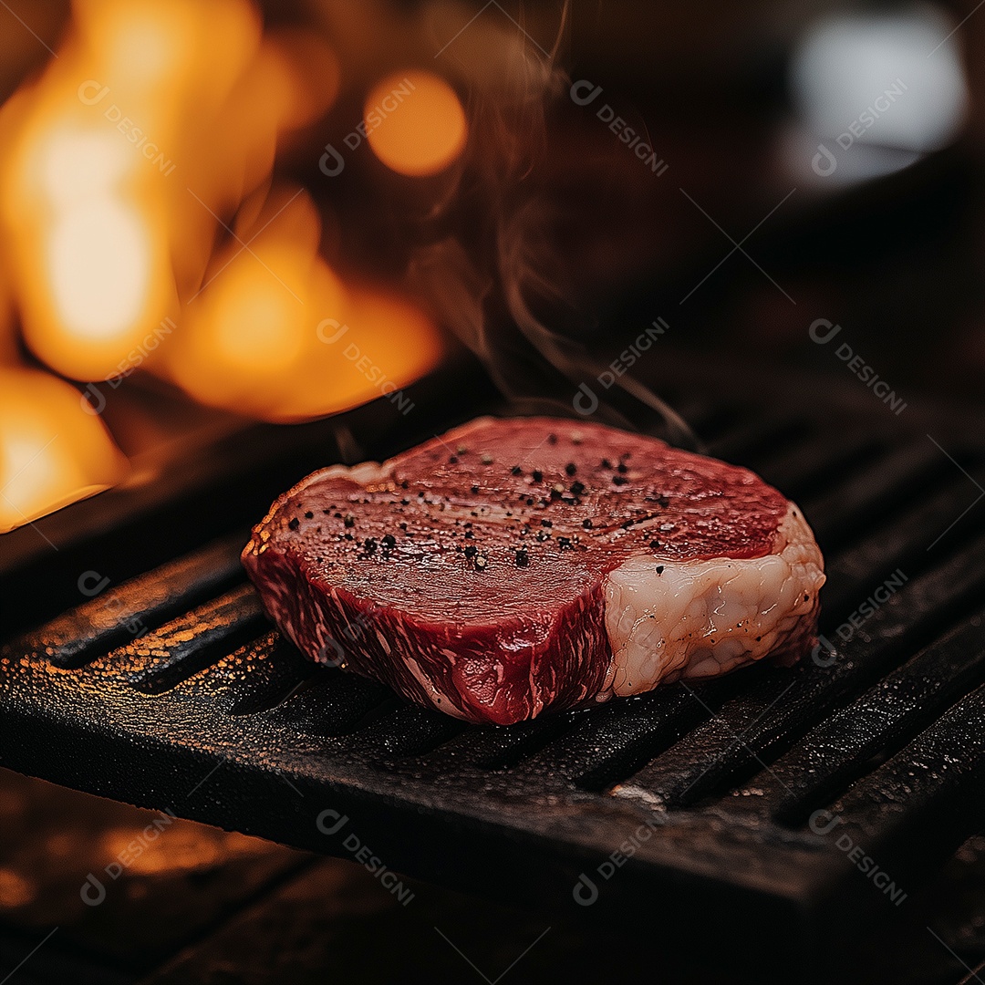 Belo filé de carne crua sobre grelha