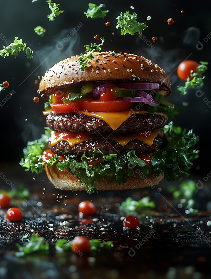 Delícioso hamburguer sobre fundo isolado