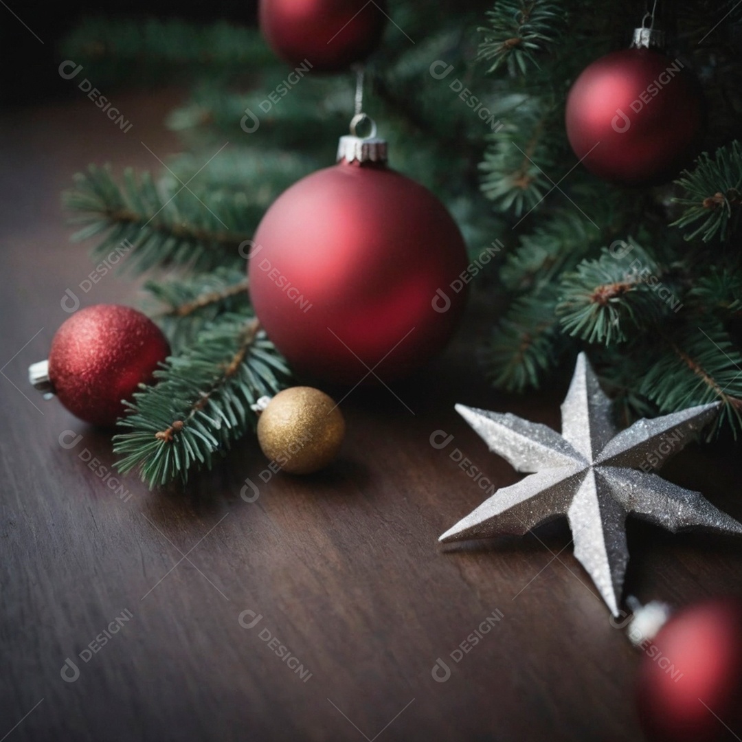 Cénario de natal sobre mesa de madeira