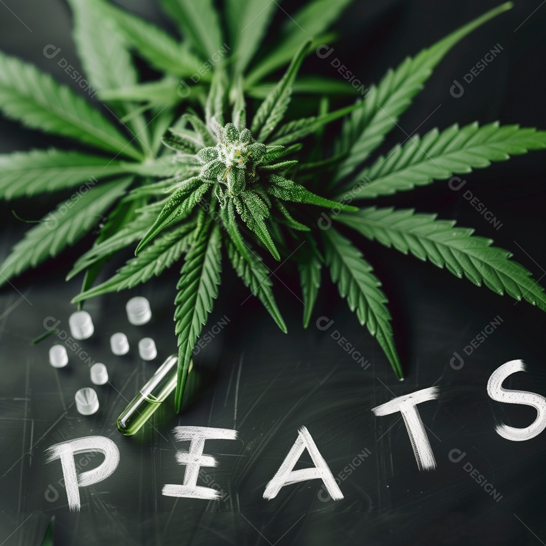 Bela turfa de cannabis sobre mesa de madeira