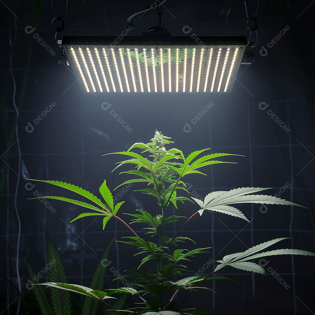 Bela planta cannabis em estufa sobre fundo isolado