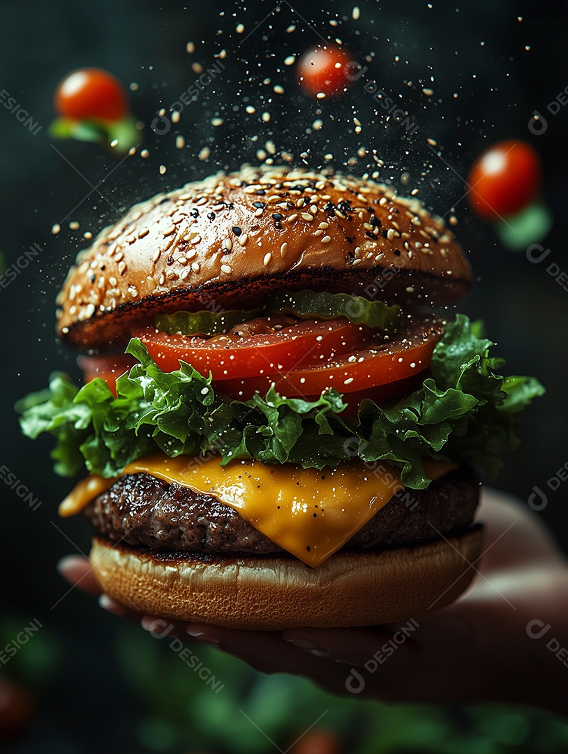 Delícioso hambúrguer sobre fundo isolado