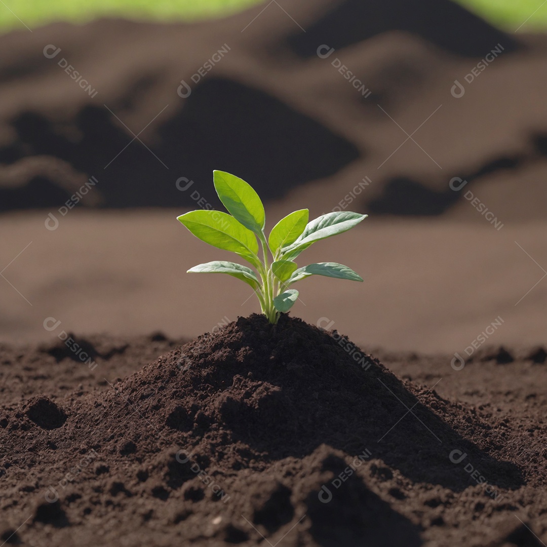 Linda plantinha plantada sobre terra isolada