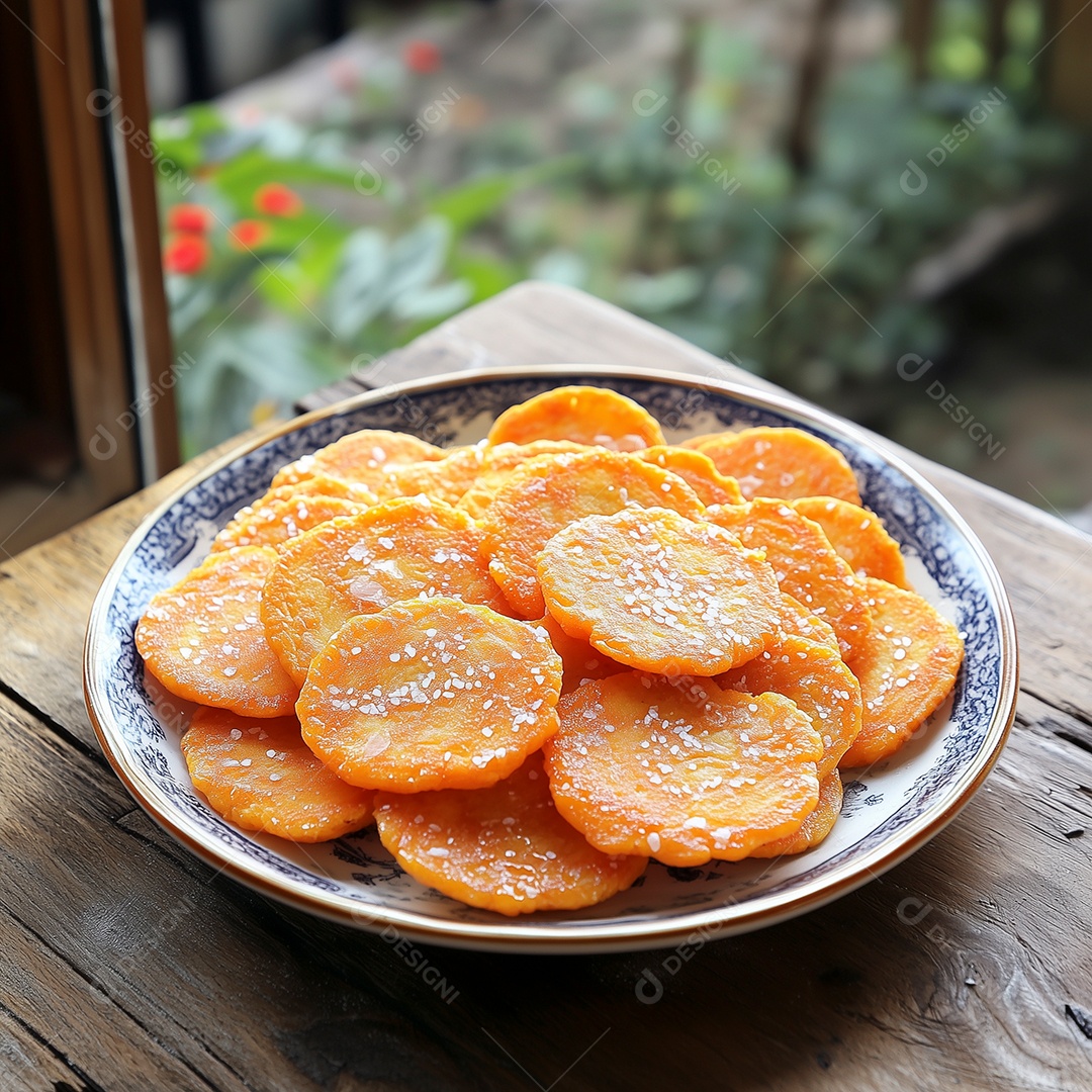 Bela torrada de abóbora com gergelim em prato sobre mesa de madeira