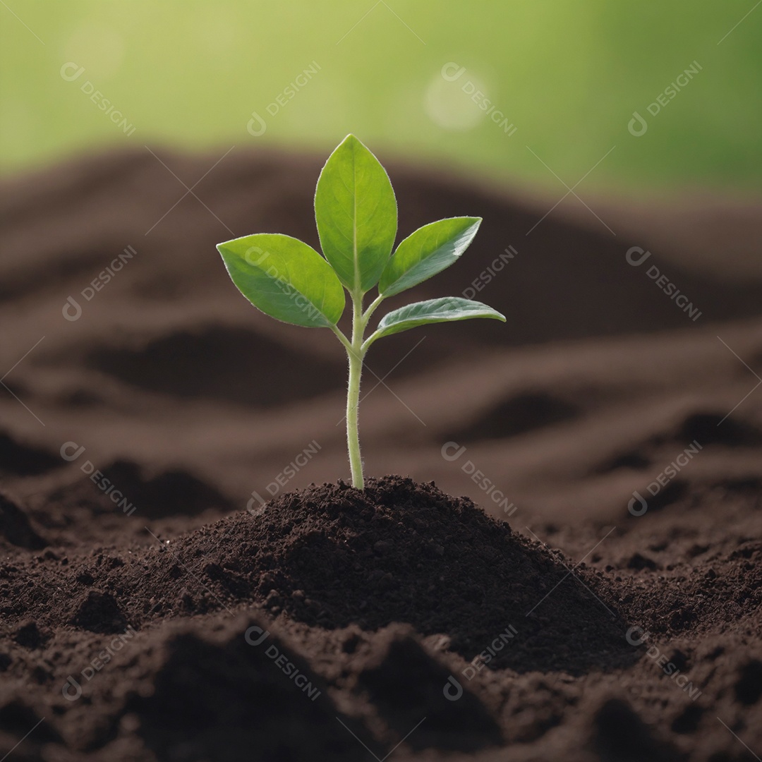 Linda plantinha plantada sobre terra isolada