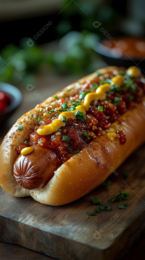 Lindo rot dog sobre mesa de madeira