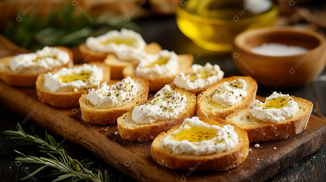 Delíciosa torrada com queijo coalho com manteiga derretida sobre fundo desfocado