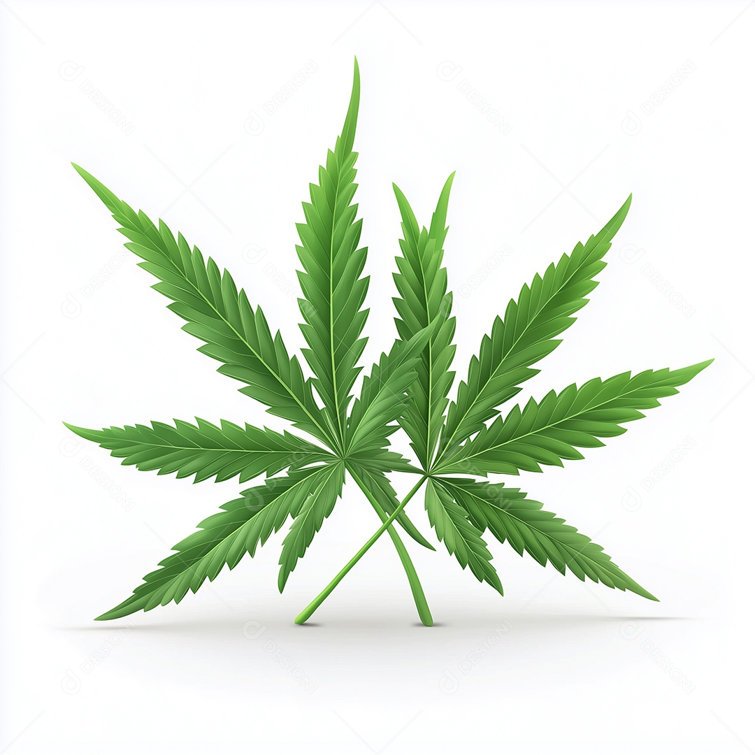 Lindas folhas de cannabis sobre fundo branco desfocado