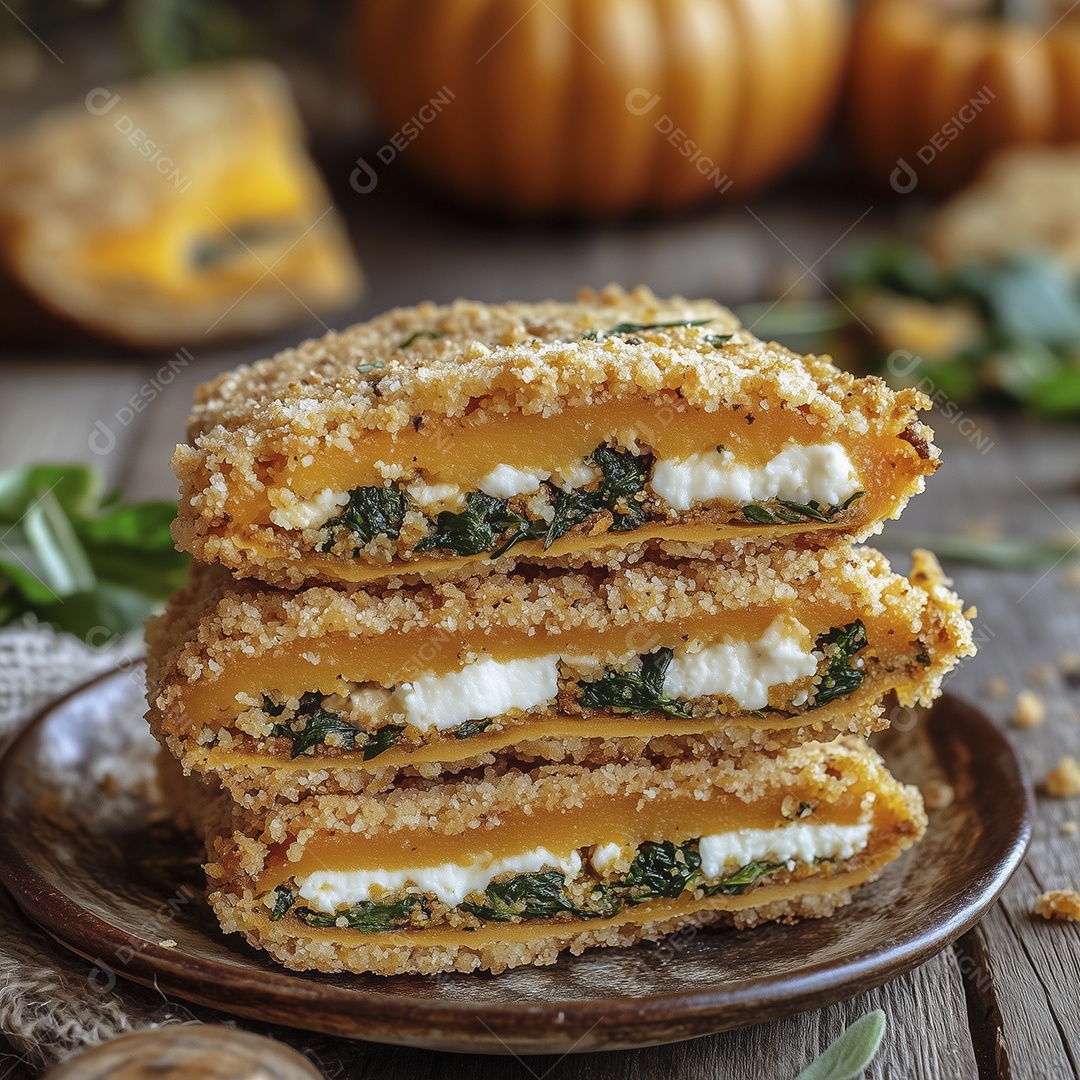 Torta empanada de queijo com vegetais