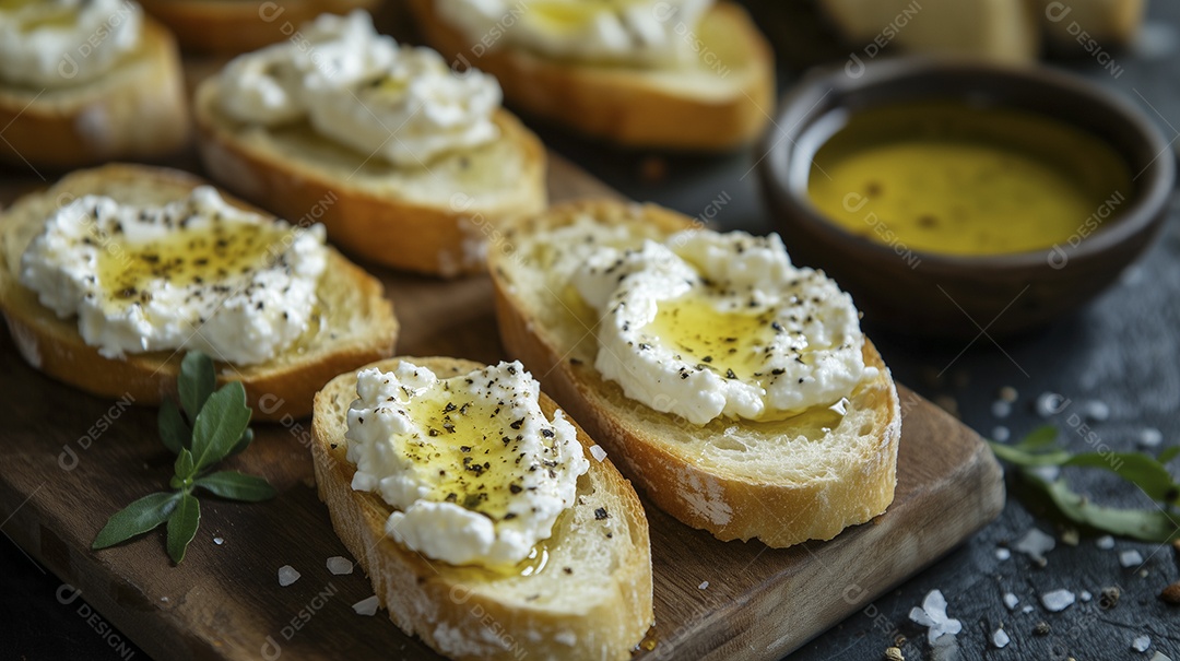 Torrada com ricota e molho