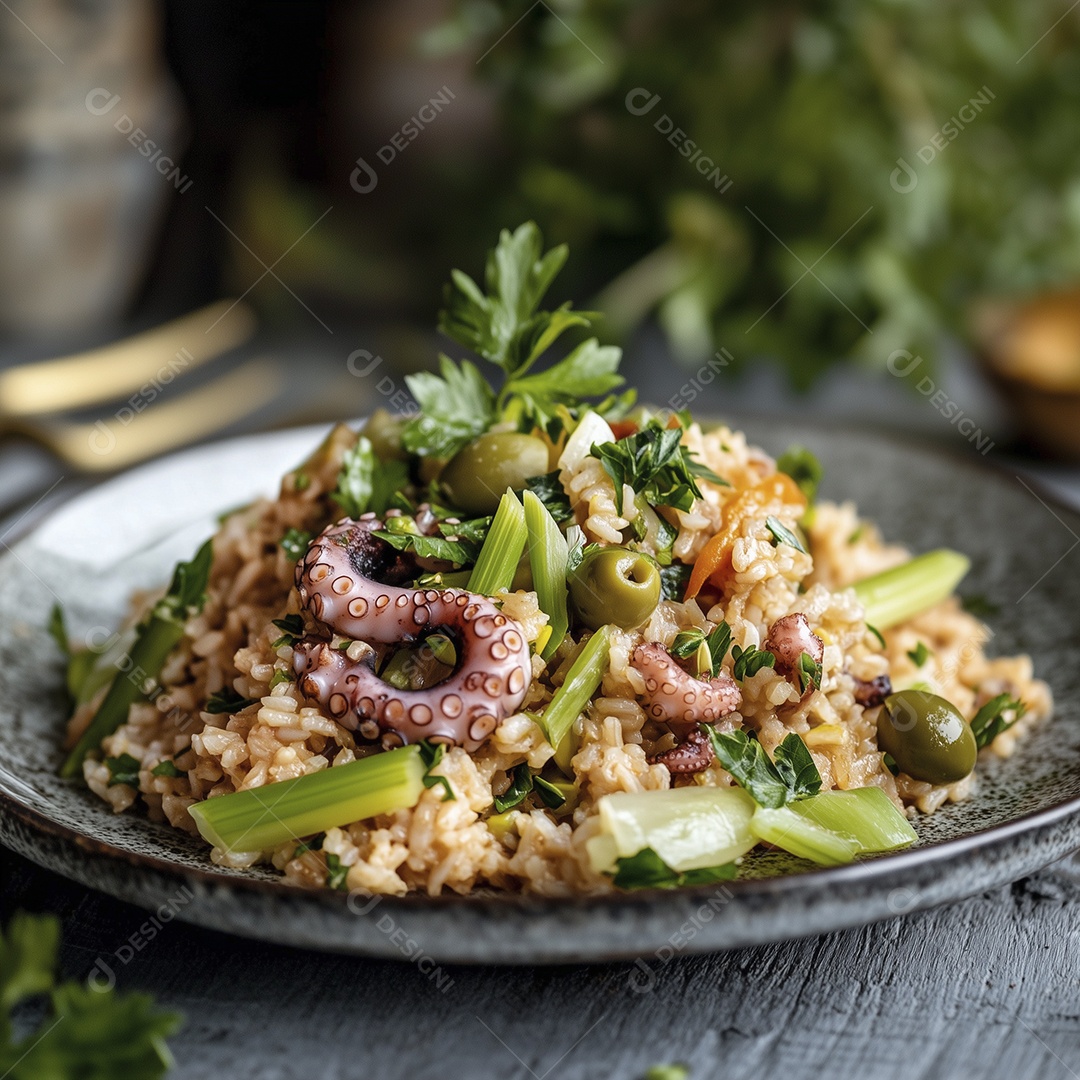 Arroz de polvo com hortaliças