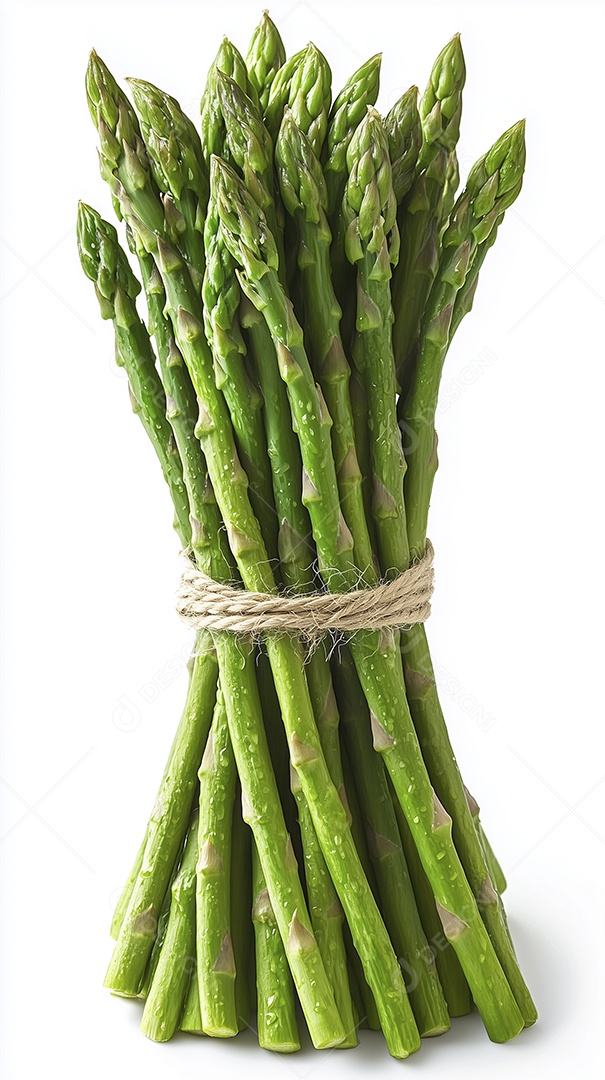 Aspargos verdes frescos amarrados