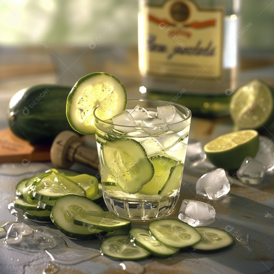 Copo com caipirinha refrescante