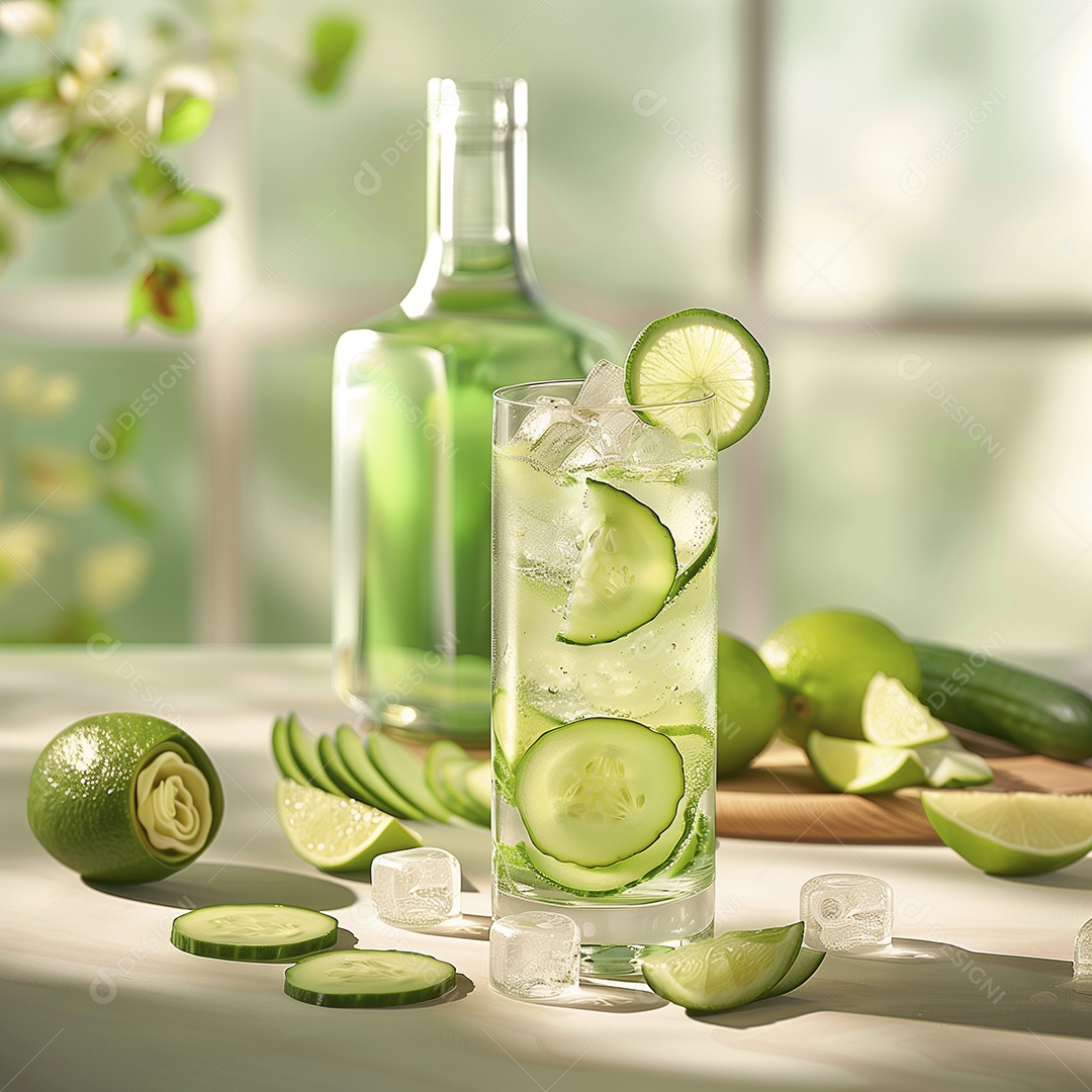 Copo com caipirinha fresca