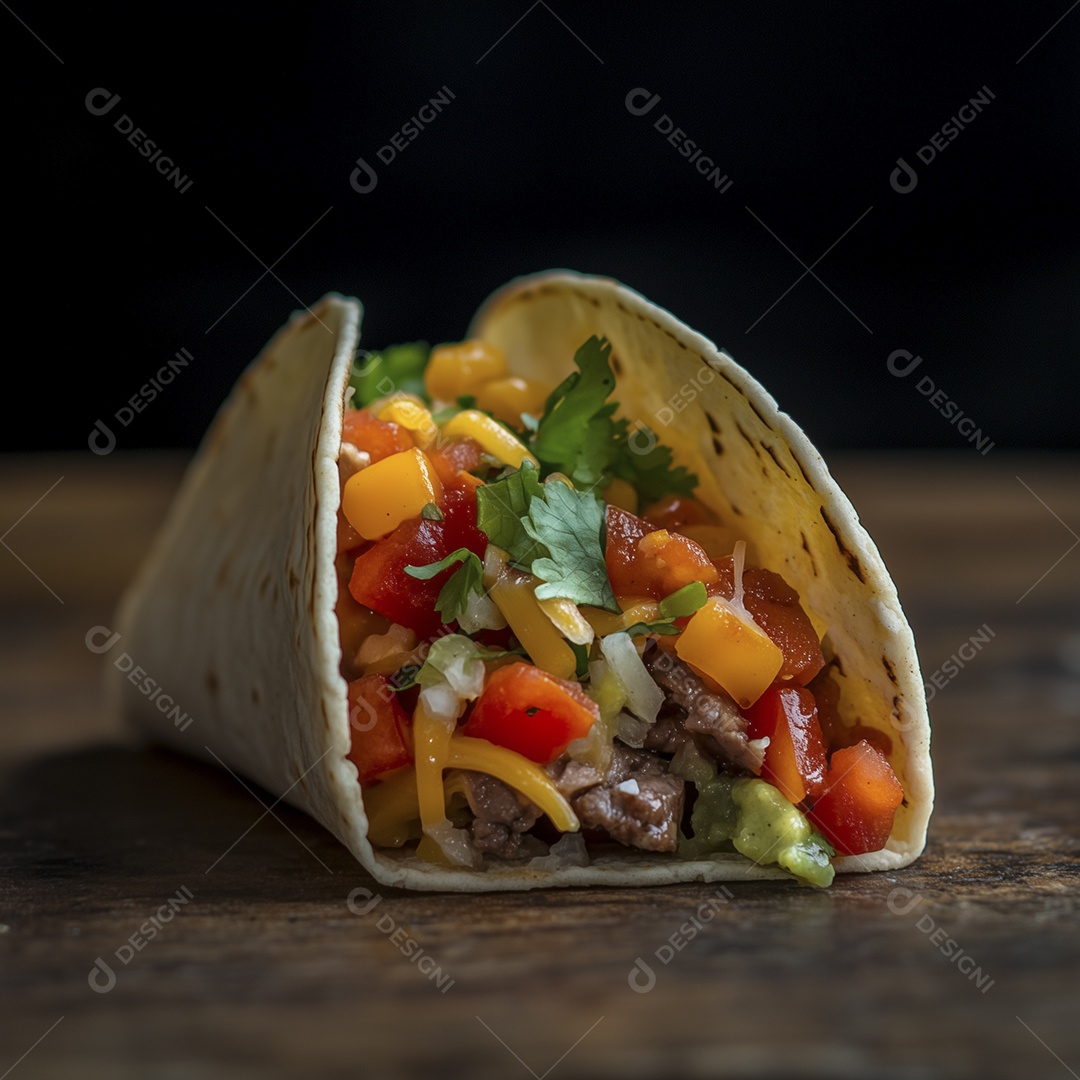 Taco recheado como carne vegetais
