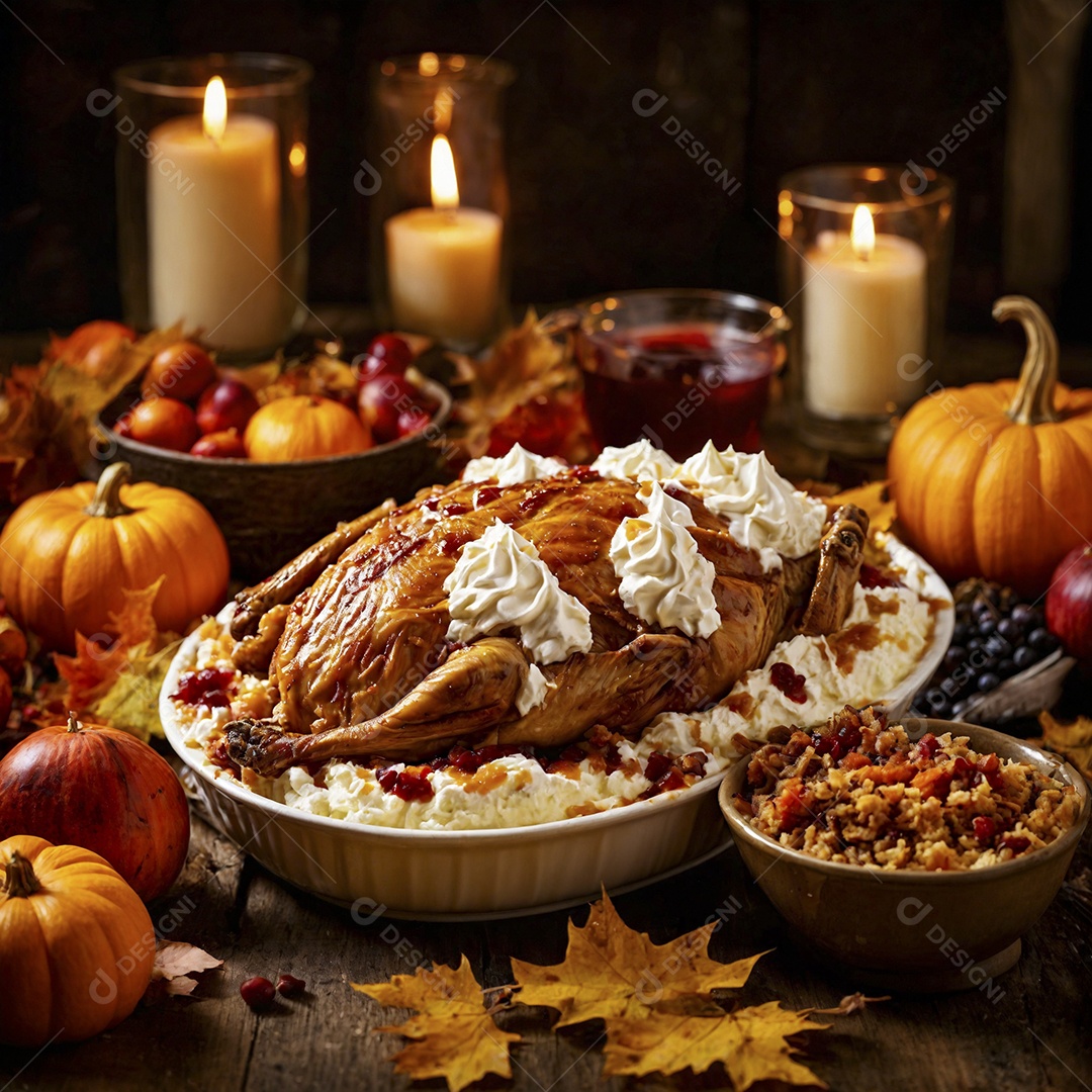 Frango assado com maionese e arroz