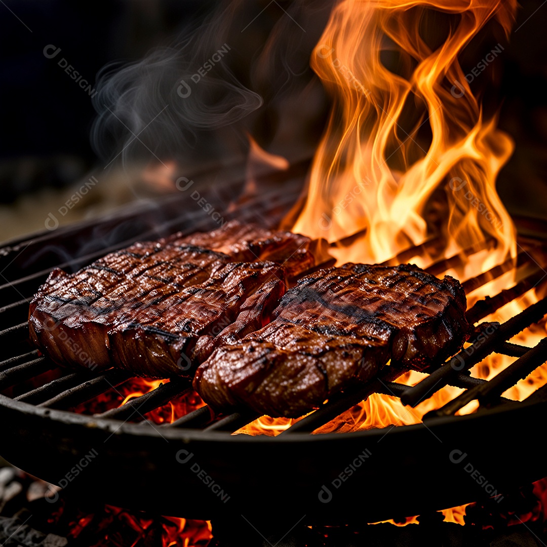 Belo filé de carne ao ponto grelhada sobre churrasqueira