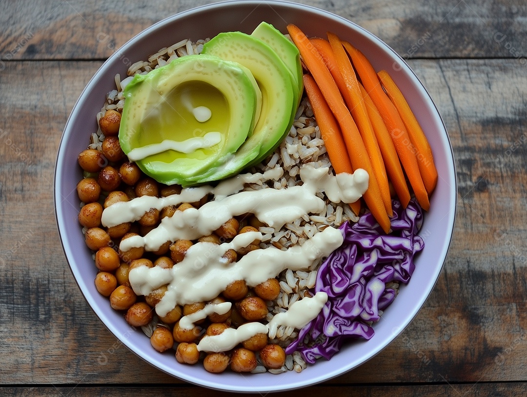 Tijela com alimento vegetariano sobre mesa de madeira