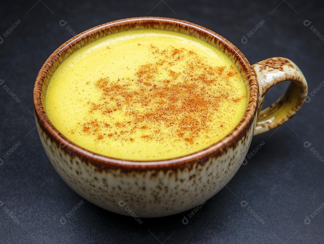 Delícioso curau de milho com canela em xícara sobre fundo isolado